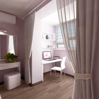 Дизайн комнаты с балконом